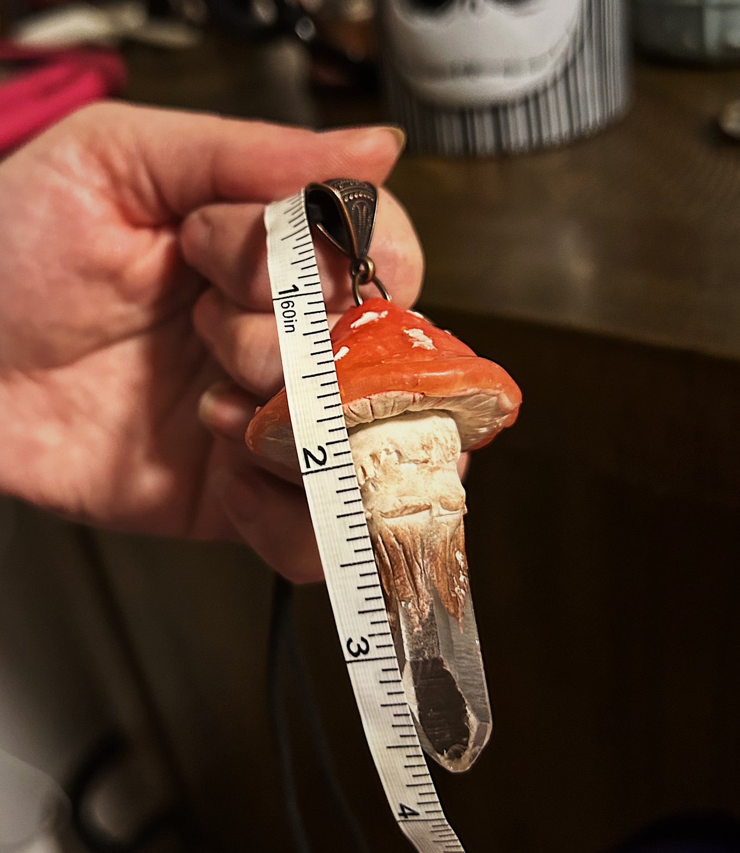 🍄Large mushroom quartz crystal pendant 🍄