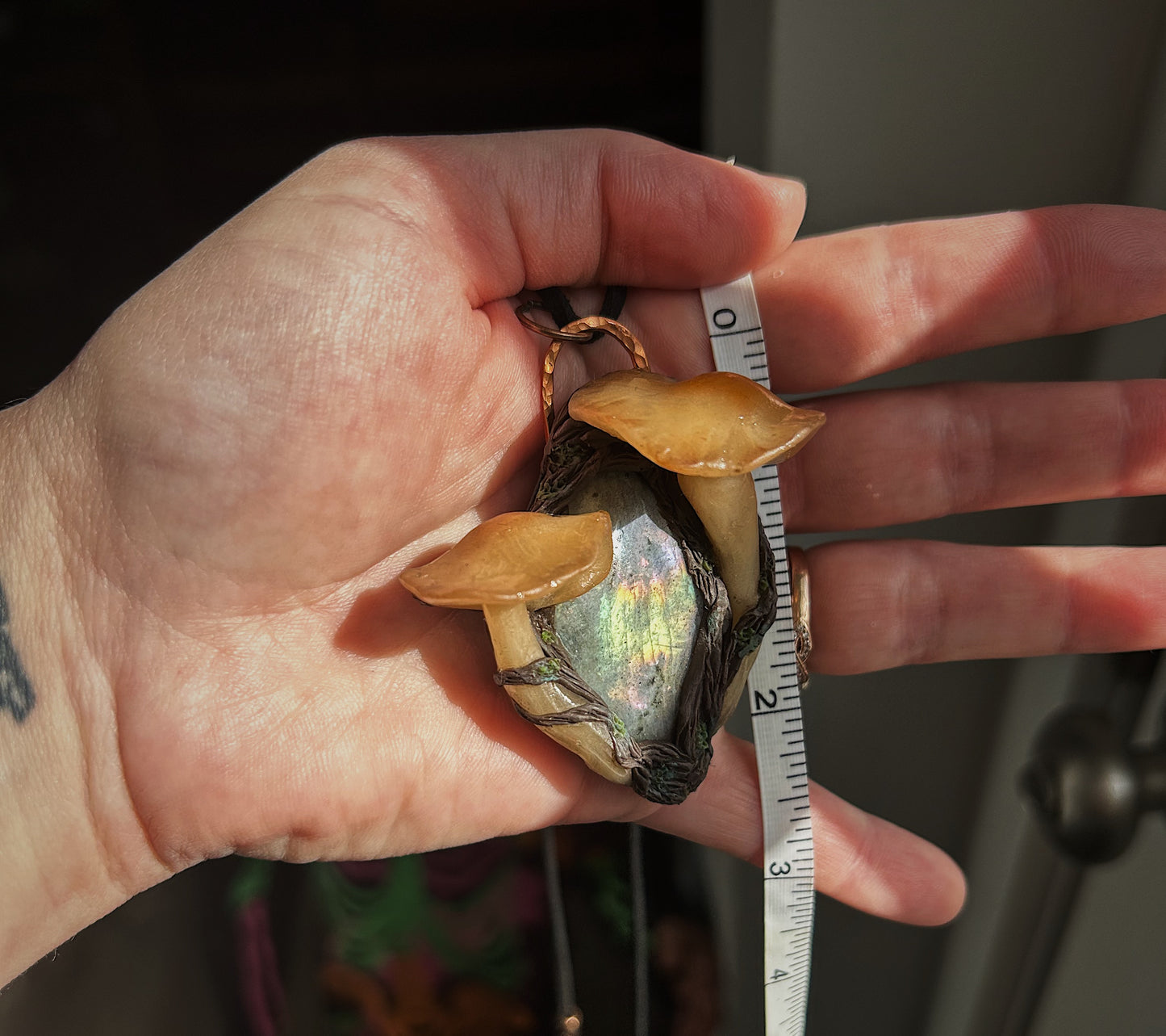 β¨πβπ«clay mushroom and labradorite pendant πβπ«β¨