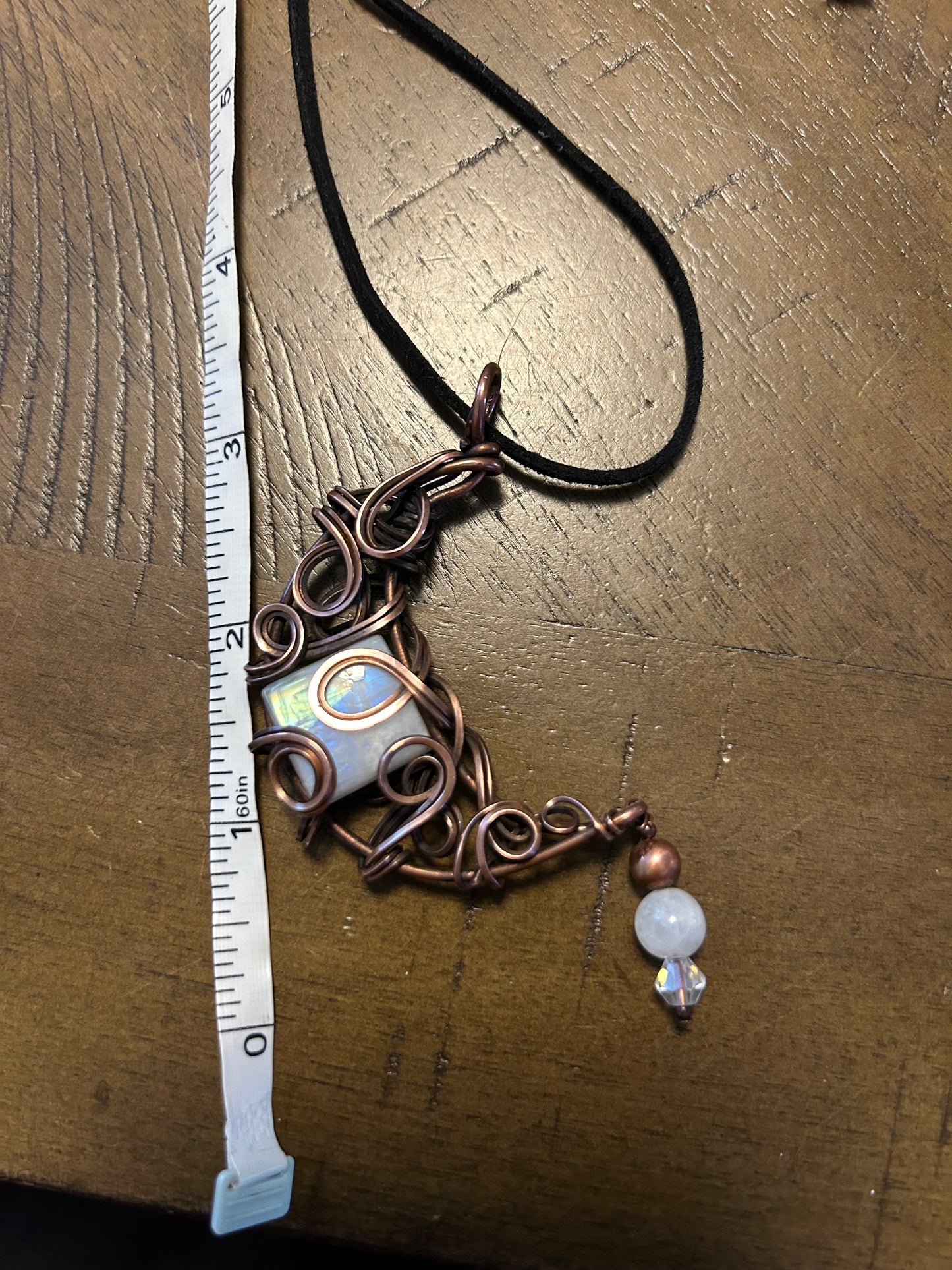 Large crescent moon with moonstone and dangle