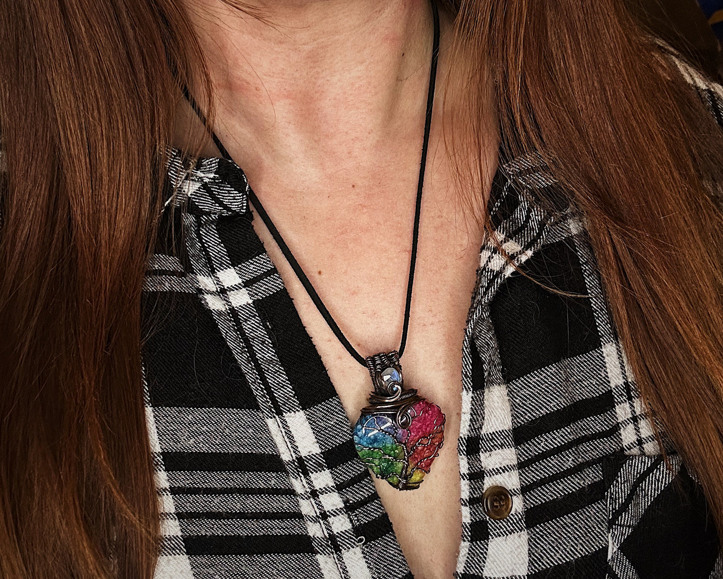 Tree of life with moonstone and rainbow dyed druzy