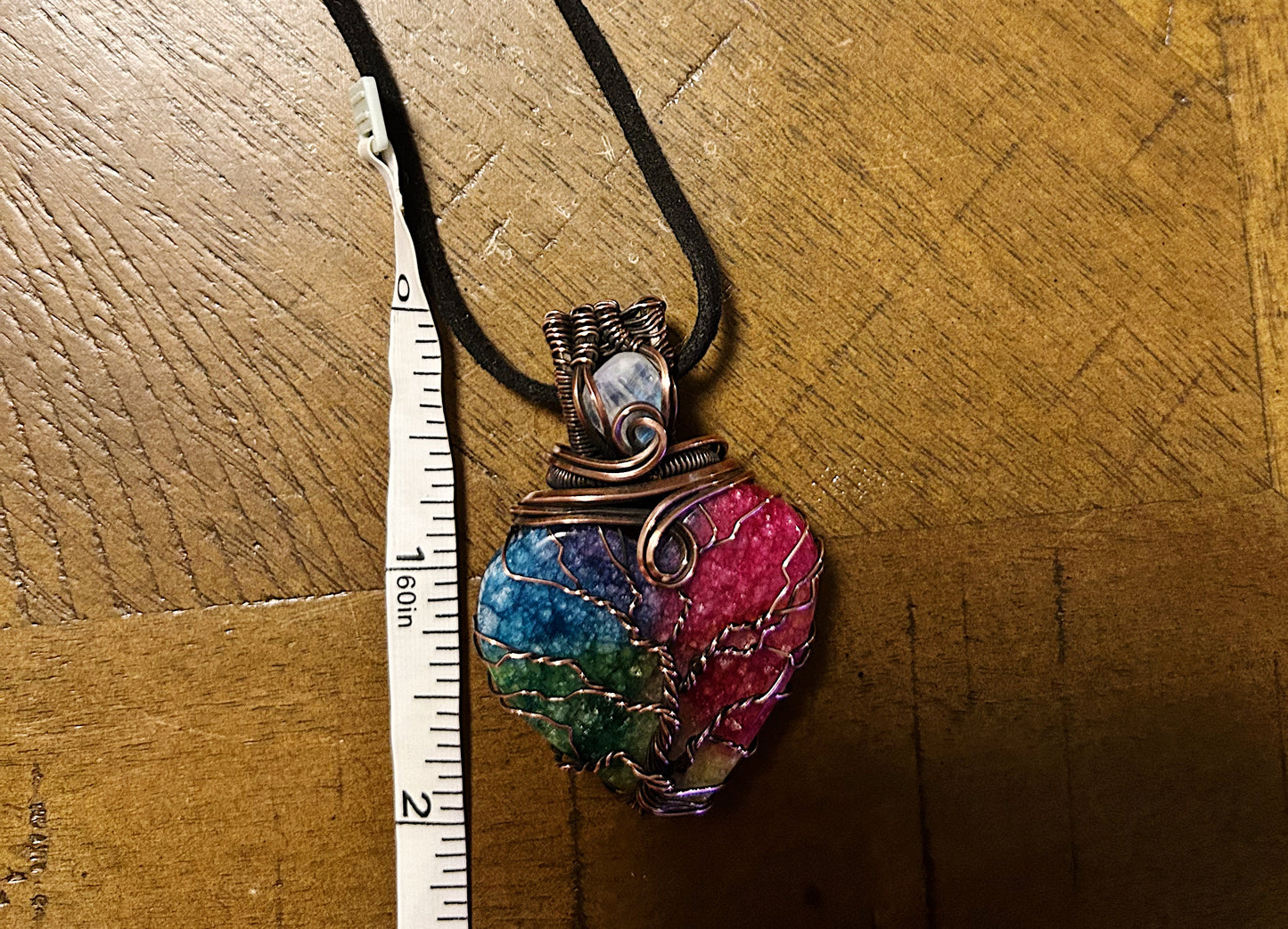 Tree of life with moonstone and rainbow dyed druzy