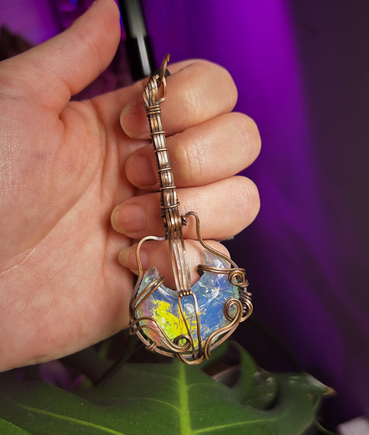 Opalite and copper guitar pendant