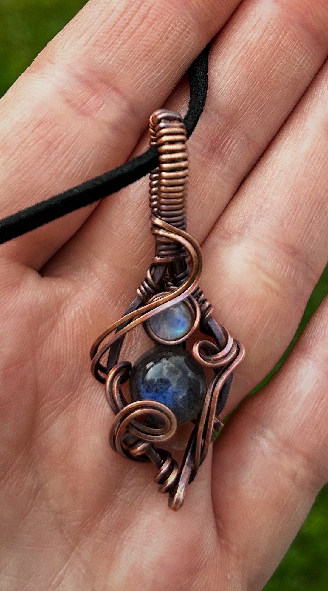 Mini Labradorite and Moonstone Pendant